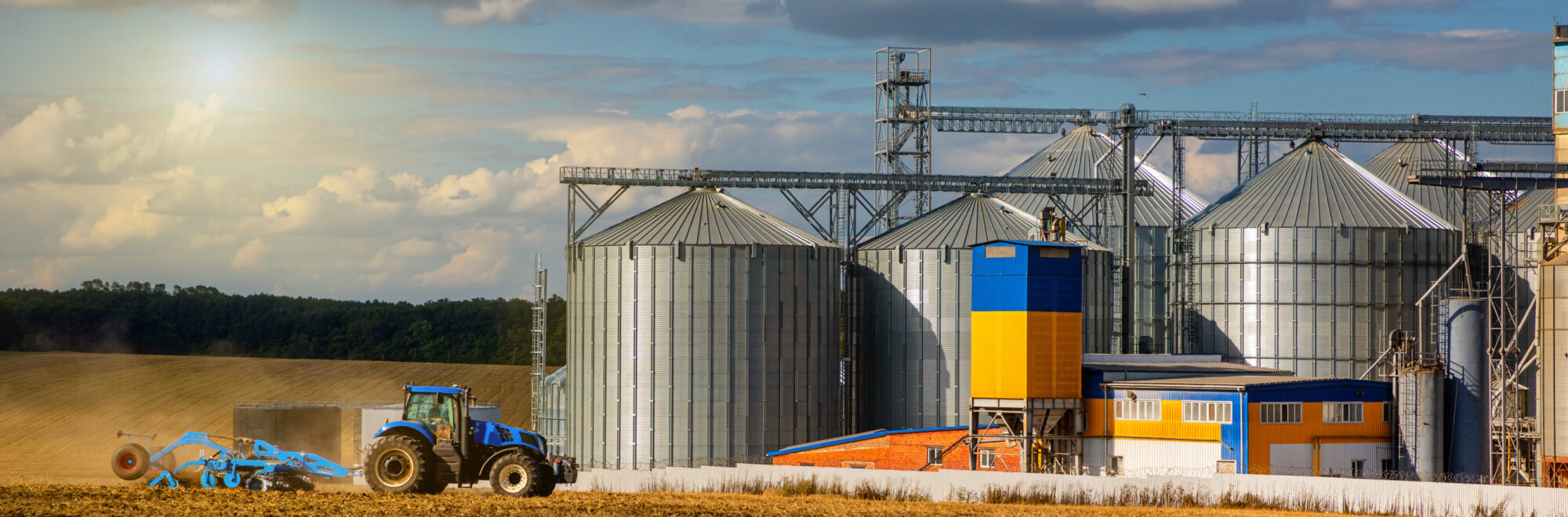 Photo of a farm and silos