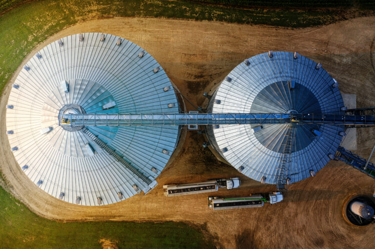 Photo of a farm and silos