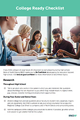cover page of the 2023/2024 college ready checklist with a photo of five students sitting at a table looking at paperwork together