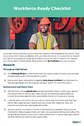 cover page of the 2023/2024 Workforce Ready Checklist with a photo of a construction worker 