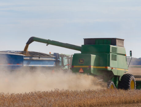 Photo of a combine in a field