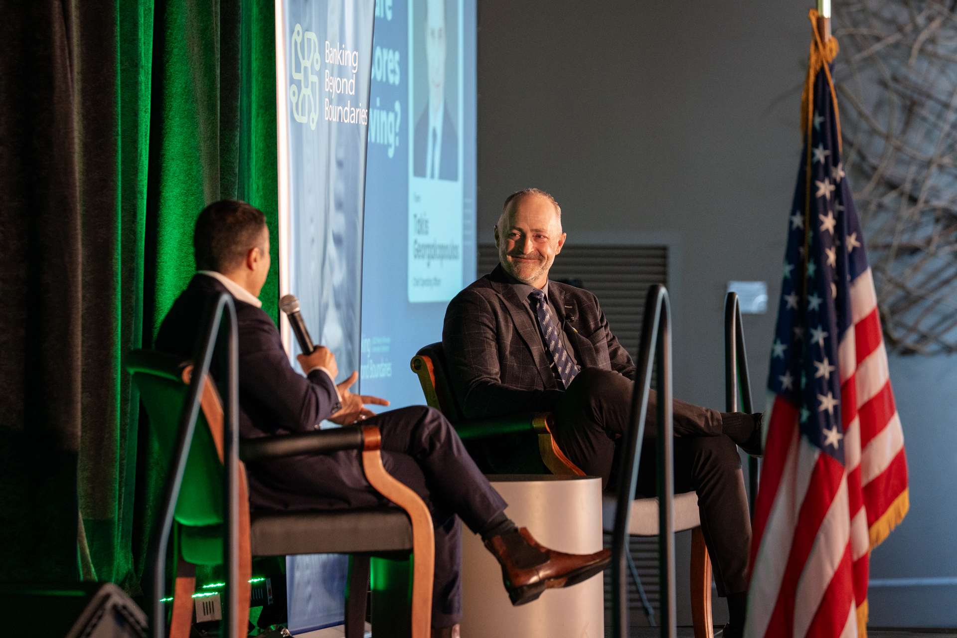 Photo of a conference speaker during the Banking Beyond Boundaries Conference