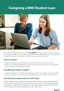 Click to view the Cosigning a BND Student Loan Card cover.